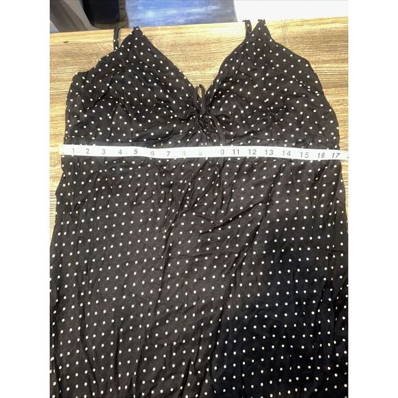 Women's Ruched Front Maxi Slip Dress Wild Fable Black Polka Dots Size XL. NWT. G - Picture 7 of 9